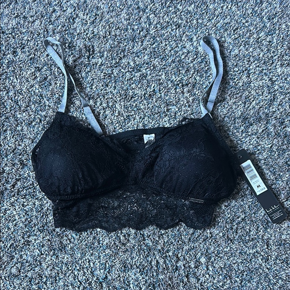 NWT Nicole Miller Medium Black Lace Bralette
